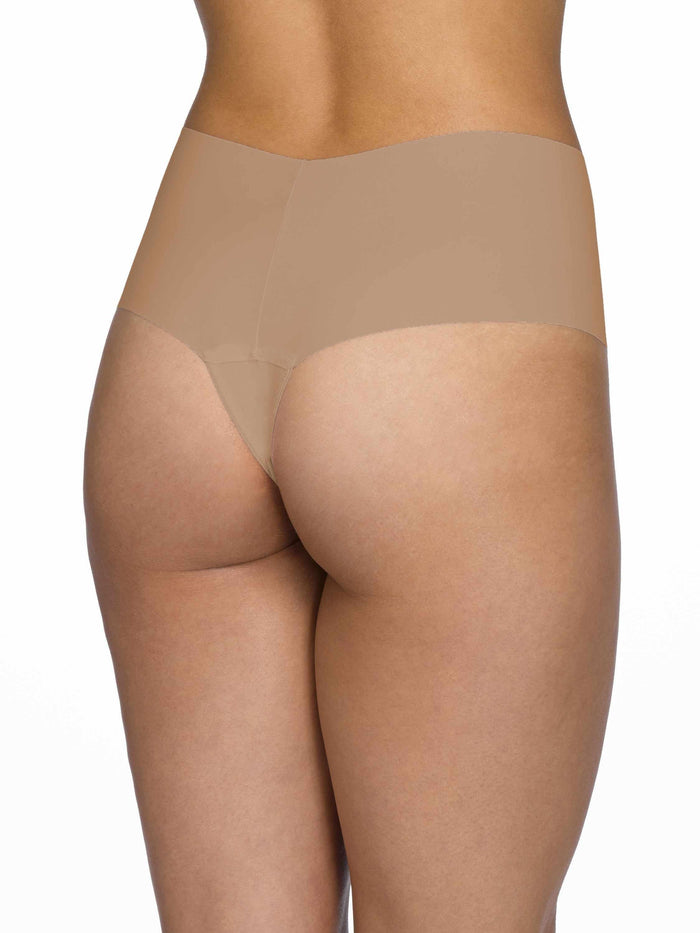 Taupe BreatheSoft™ High Rise Thong - Back View, No Panty Line Seamless Microfiber | Hanky Panky