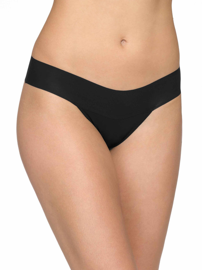 Black BreatheSoft™ Natural Rise Thong - On Model Front View, Seamless Microfiber Thong | Hanky Panky