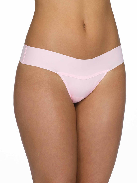 Bliss Pink BreatheSoft™ Natural Rise Thong - Front View, Seamless Breathable Thong | Hanky Panky