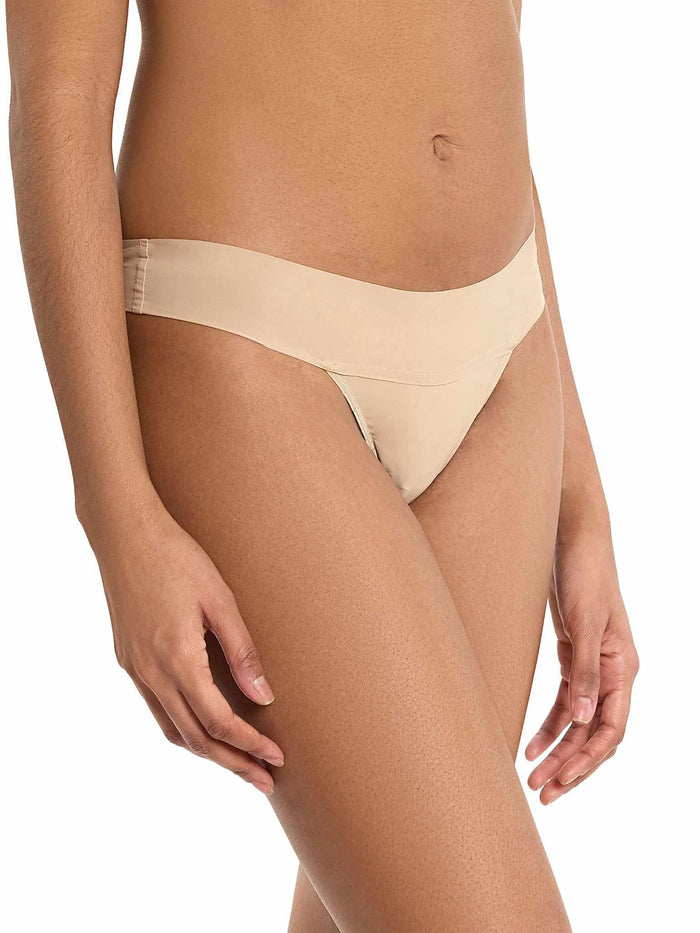 BreatheSoft™ Natural Rise Thong Taupe - Side View, Seamless Everyday Comfortable Thong | Hanky Panky