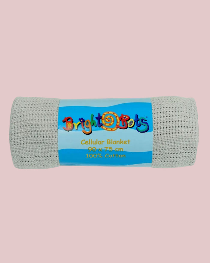 Bright Bots Cellular Blankets 100% Cotton Grey - 90cm x 75cm Muslin Muslinz