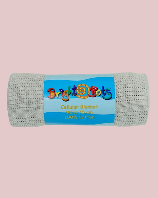 Bright Bots Cellular Blankets 100% Cotton Grey - 90cm x 75cm Muslin Muslinz