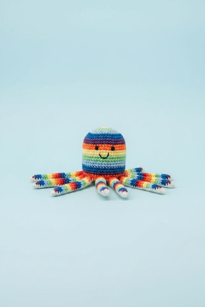 Bright Octopus Baby Rattle Fair Trade Crochet Organic Cotton Toy Best Years