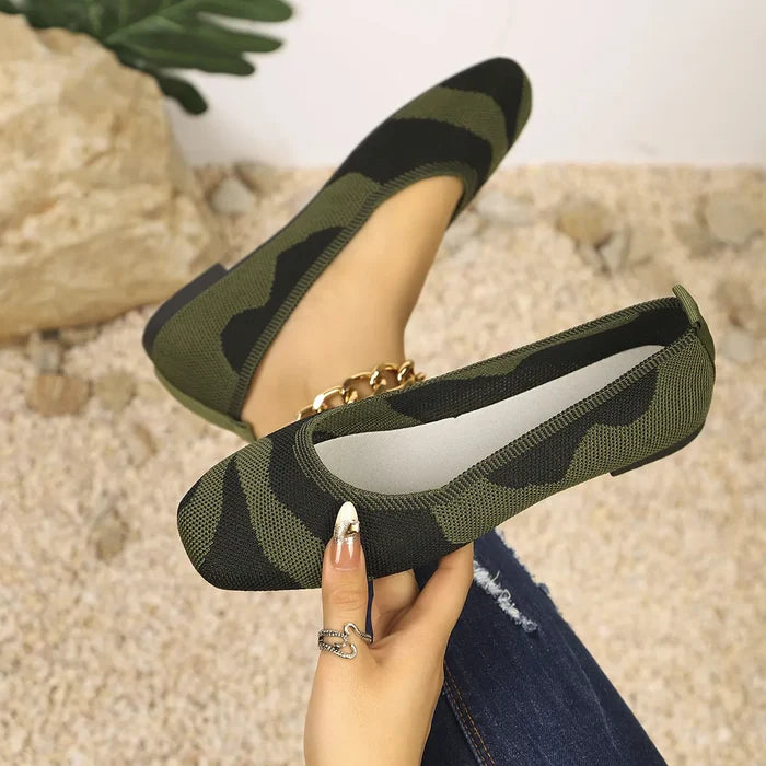 Camouflage Mesh Knit Flat Loafers