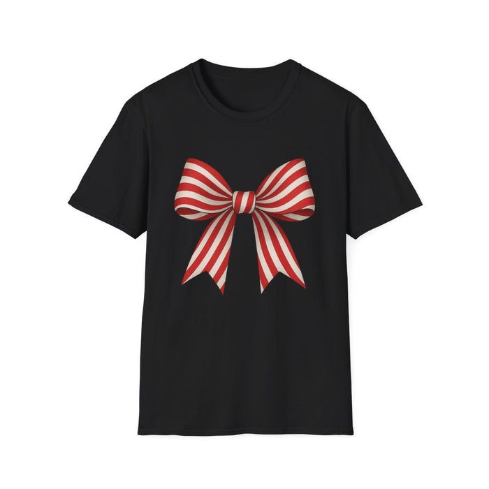 Candy Cane Bow T-Shirt - funny t-shirt by Cheeky Business