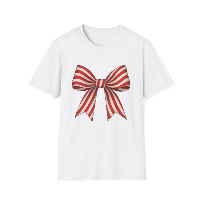 Candy Cane Bow T-Shirt - funny t-shirt by Cheeky Business