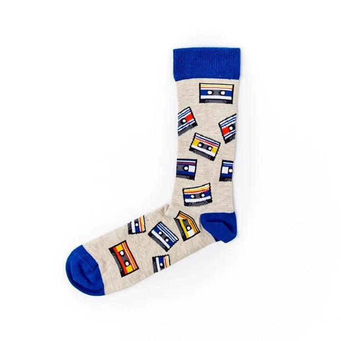 second colour cassette tape novelty socks for music fans