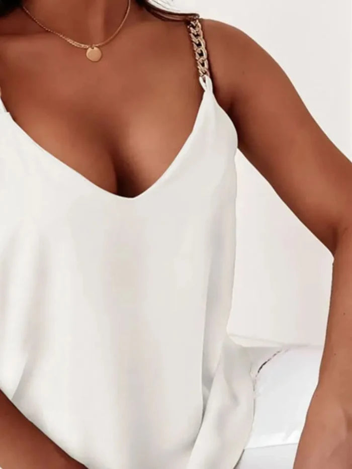 Chain Strap V-Neck Tank Top