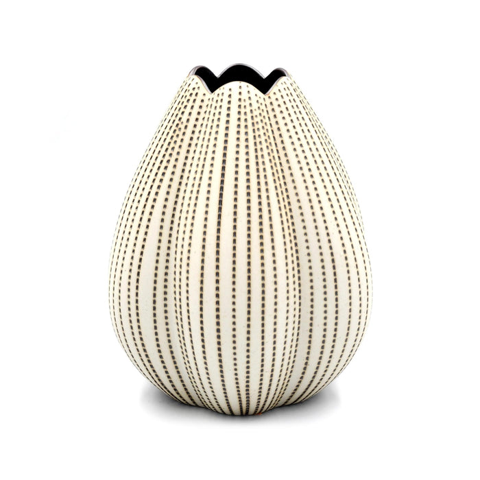 Champa Vase - White with Brown Dots