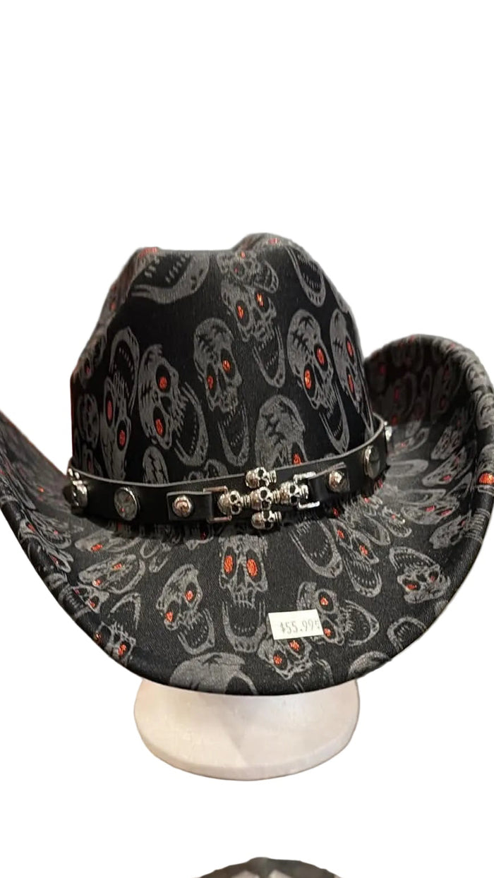 Chapeau cow-boy tête de mort