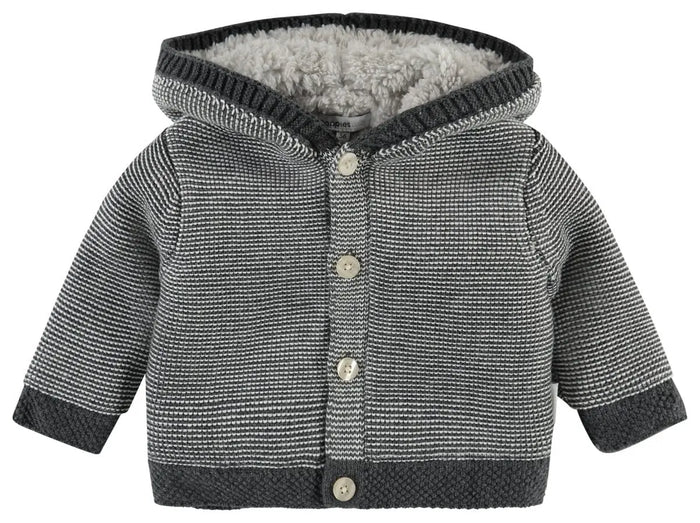 Charcoal Knitted Fluffy Lined Cardigan/Coat - Organic Cotton Cardigan / Jacket Noppies