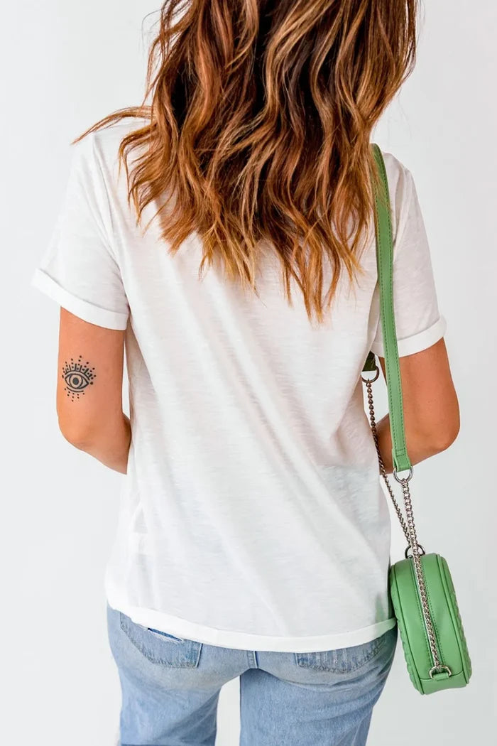 Checkered USA Graphic Round Neck Tee