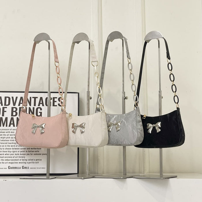 Chic Bow PU Leather Shoulder Bag for Stylish Women