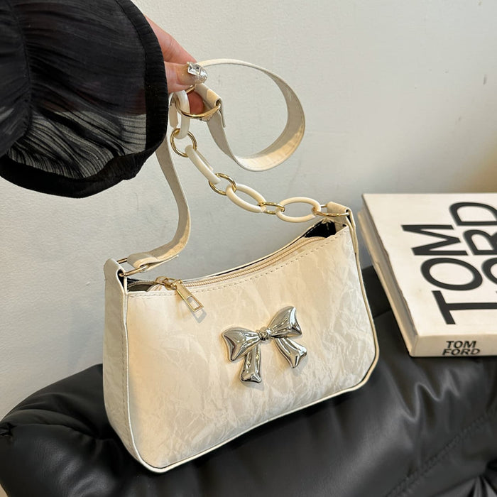 Chic Bow PU Leather Shoulder Bag for Stylish Women