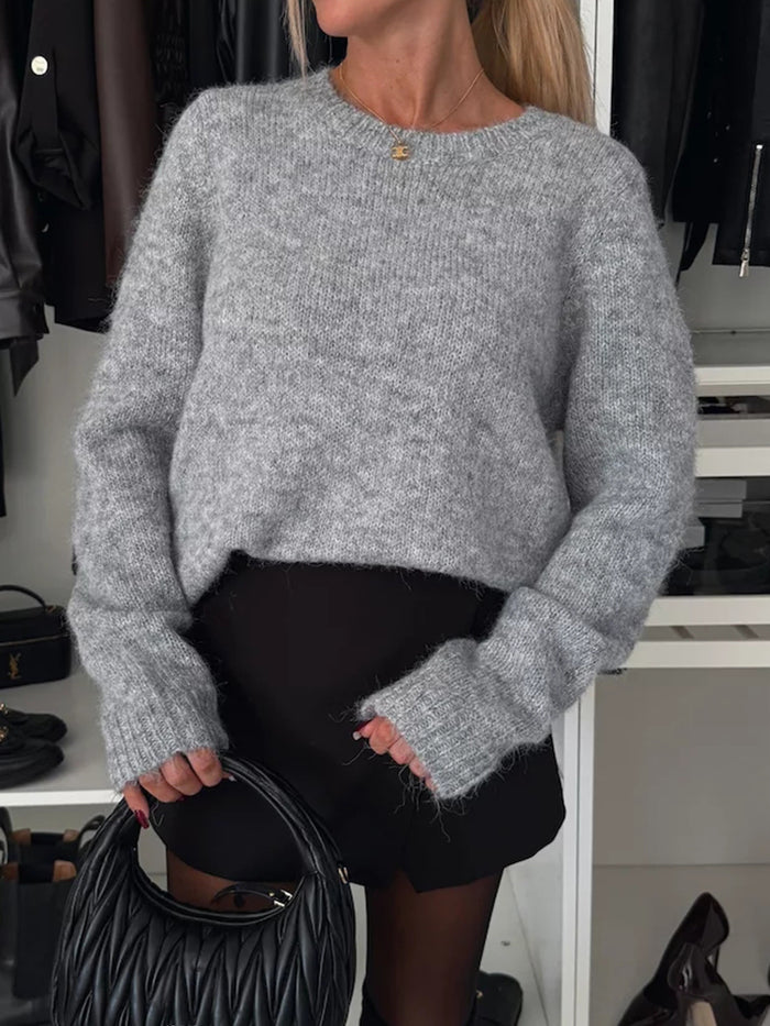 Chic Bow Slit Back Sweater - Elegant Style & Cozy Comfort