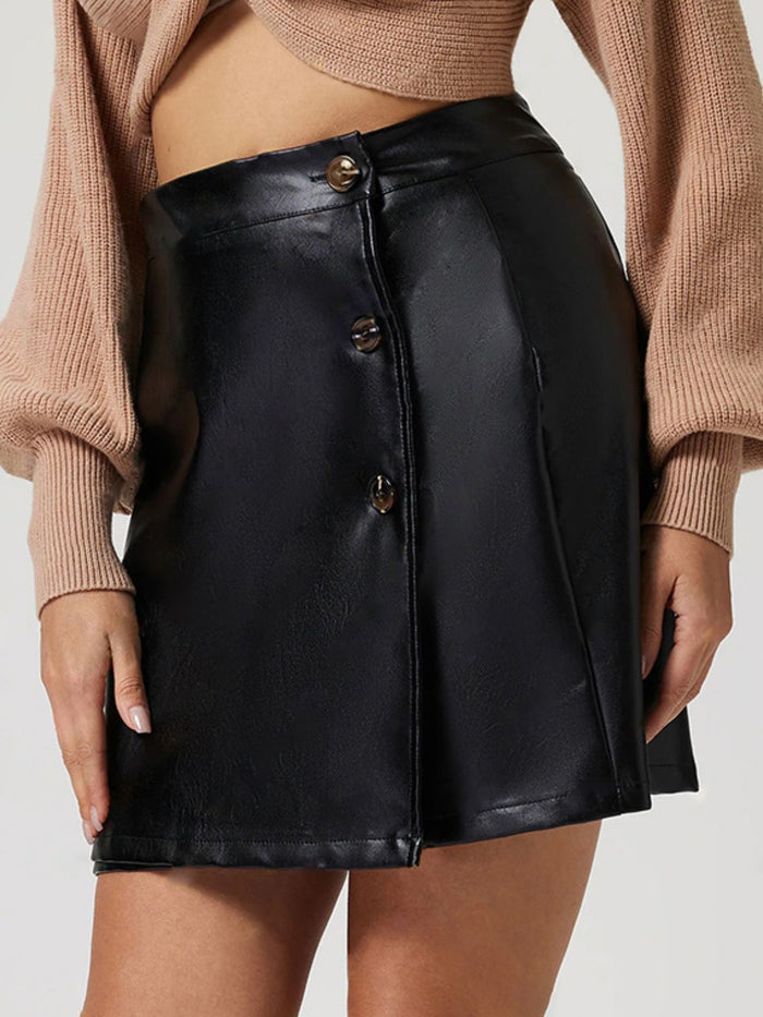 Chic Buttoned High-Rise Mini Skirt for Trendy Styling