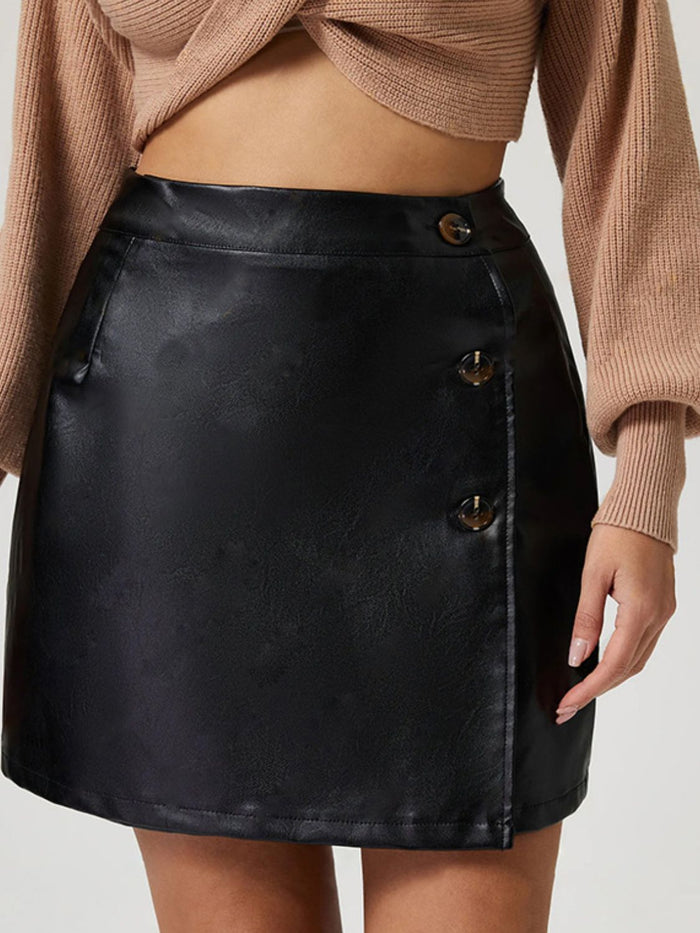 Chic Buttoned High-Rise Mini Skirt for Trendy Styling