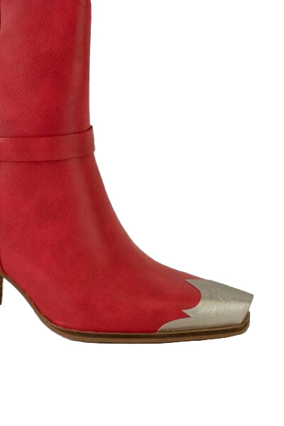 Chic Women's Faux Leather Ankle Boots with Metal Toe Accent