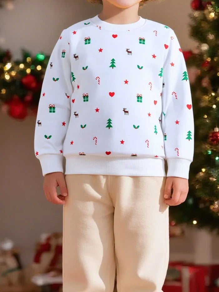 Children's Christmas Print Crew Neck Sweatshirt