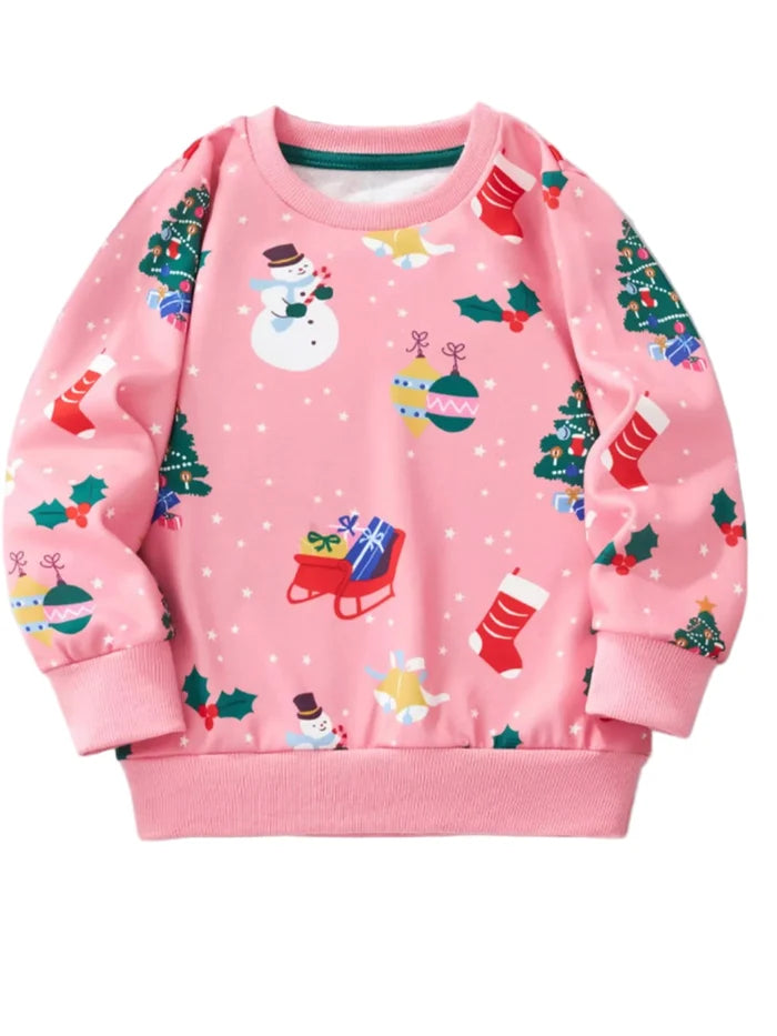Children's Christmas Print Crew Neck Sweatshirt