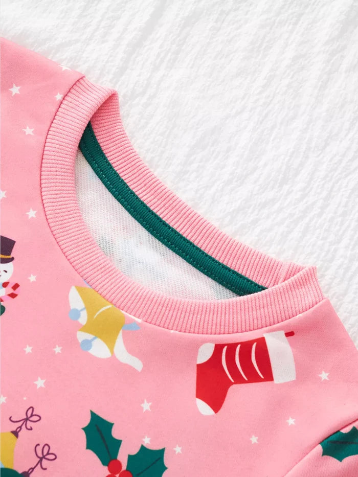 Children's Christmas Print Crew Neck Sweatshirt