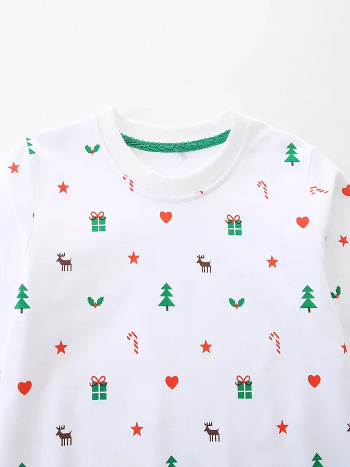 Children's Christmas Print Crew Neck Sweatshirt