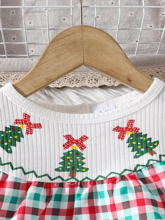 Children's Christmas Tree Plaid Dress