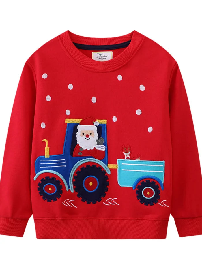 Children's Santa Tractor Crew Neck Sweatshirt