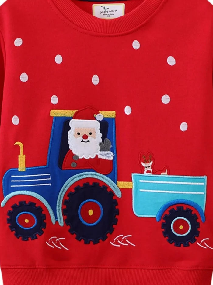 Children's Santa Tractor Crew Neck Sweatshirt