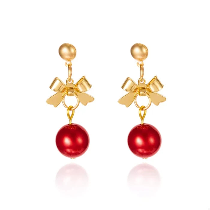 Christmas 18K Gold-Plated Ball Drop Earrings
