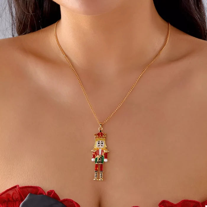 Christmas 18K Gold-Plated Nutcracker Pendant Necklace