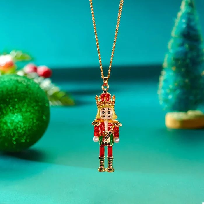 Christmas 18K Gold-Plated Nutcracker Pendant Necklace