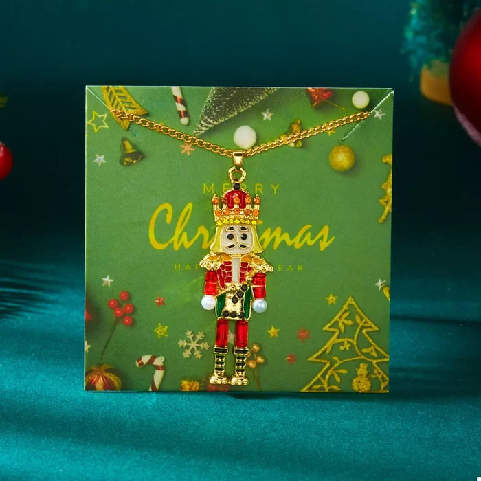 Christmas 18K Gold-Plated Nutcracker Pendant Necklace