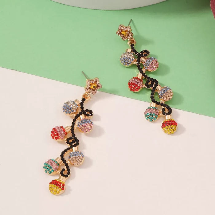 Christmas 18K Gold-Plated Rhinestone Earrings
