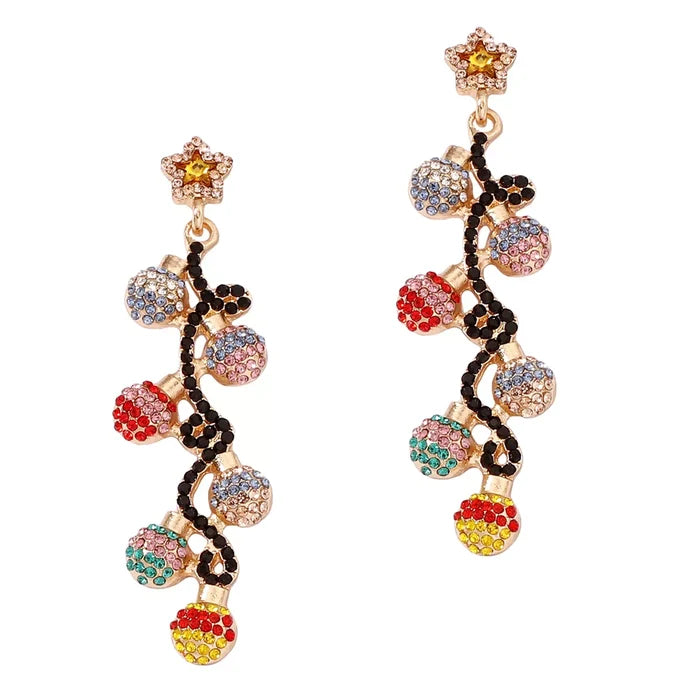 Christmas 18K Gold-Plated Rhinestone Earrings