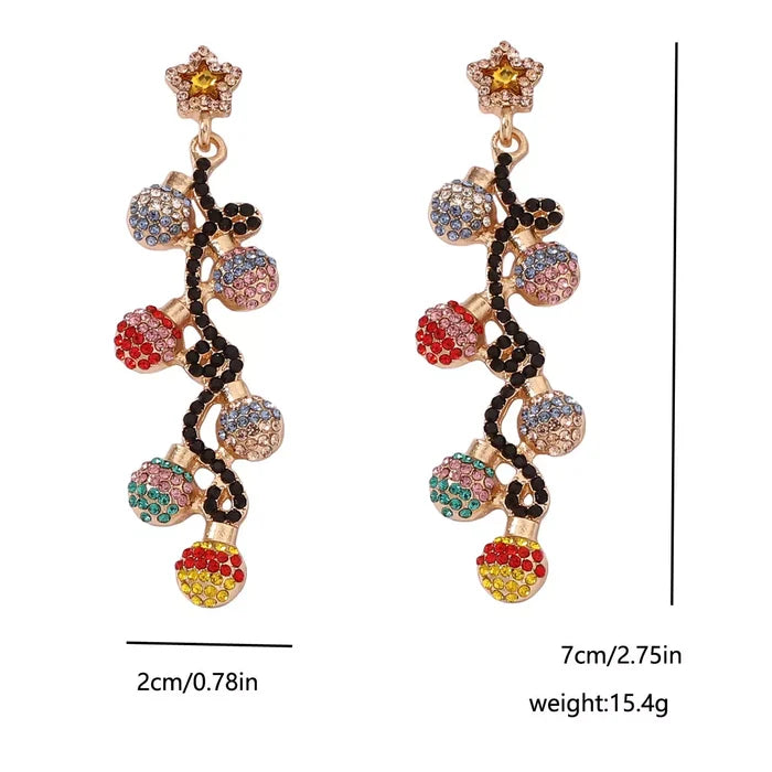 Christmas 18K Gold-Plated Rhinestone Earrings