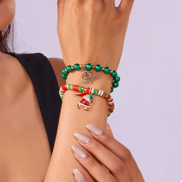Christmas Beaded Charm Bracelet