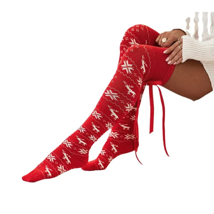 Christmas Bow Knee-High Socks