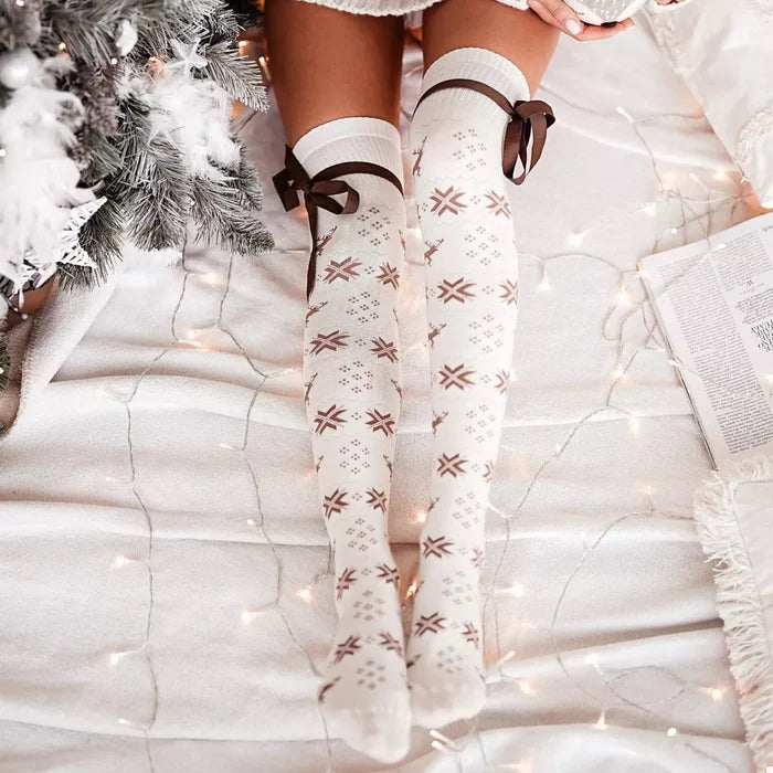 Christmas Bow Knee-High Socks
