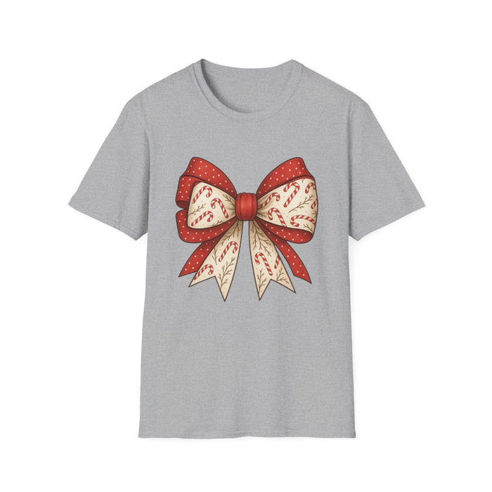 Christmas Candy Canes Bow T-Shirt - funny t-shirt by Cheeky Business
