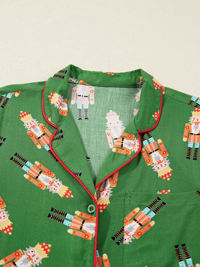 Christmas Nutcracker Button Up Top and Shorts Lounge Set