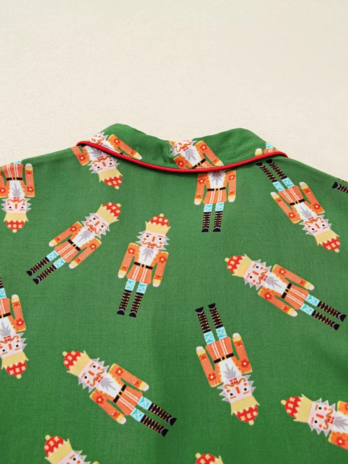 Christmas Nutcracker Button Up Top and Shorts Lounge Set