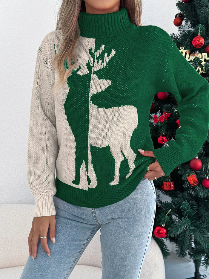 Christmas Reindeer Turtleneck Sweater