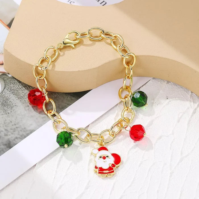 Christmas Santa Snowman Bracelet with Colorful Crystal