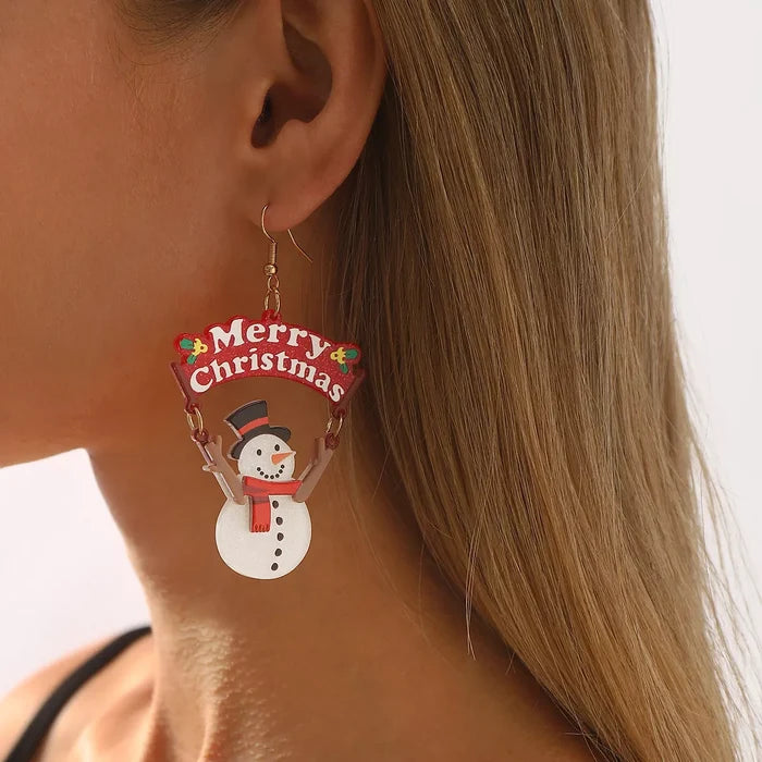 Christmas Snowman Dangle Earrings