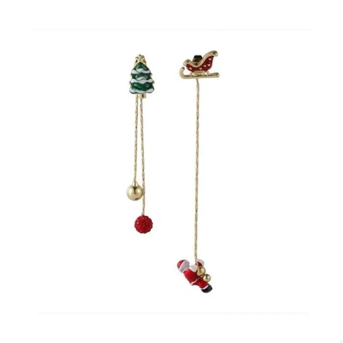 Christmas Tree & Santa Claus Drop Earrings