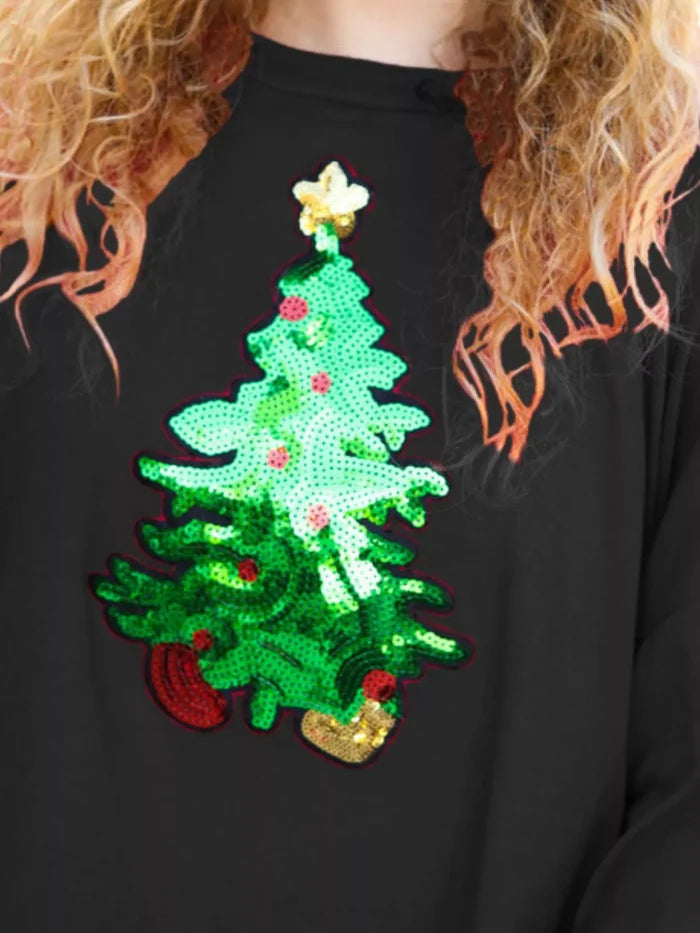 Christmas Tree Sequin Long Sleeve Sweatshirt