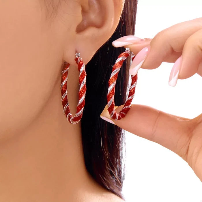 Christmas Twisted Hoop Earrings