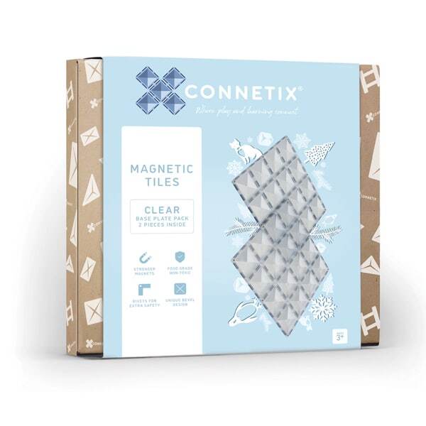 Connetix Magnetic Tiles Clear Base Plate Pack 2 Pack