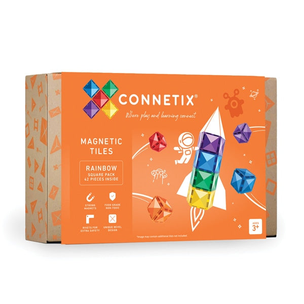 Connetix Magnetic Tiles Rainbow Square 42 Piece Pack